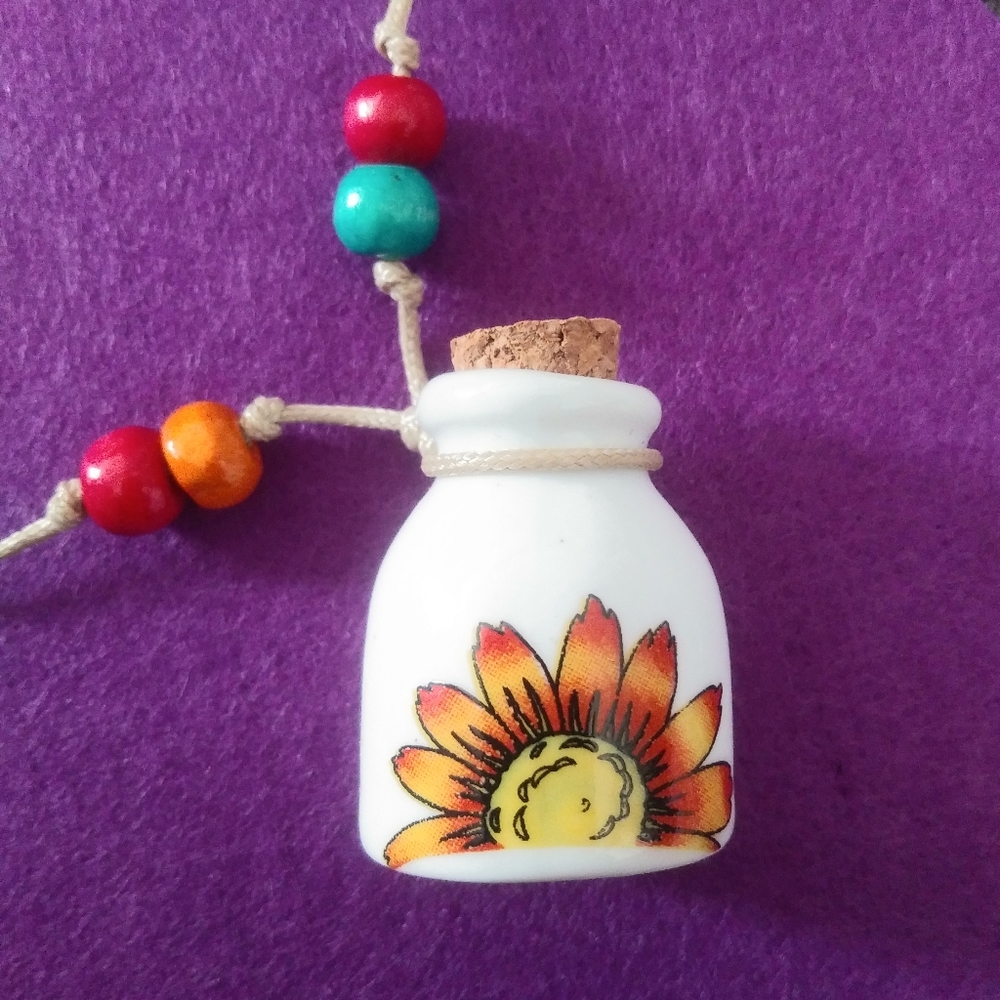 Cute Bottle Necklace Sunflower